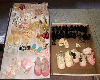 Lots of doll shoes + some baby shoes