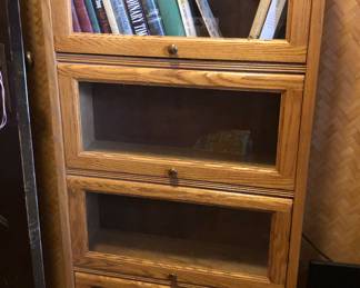 Small newer oak lawyers bookcase (24”W, 9”D, 50”H)
