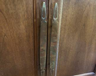 Brass hardware on buffet