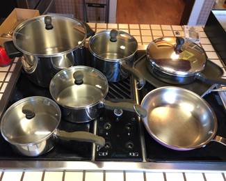 Pots & pans by Farberware & KitchenAid