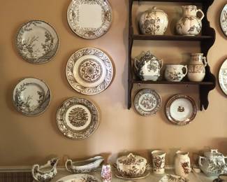 Lots of brown transferware 