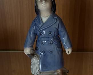 Royal Copenhagen "Boy with Raincoat and Umbrella" #3556