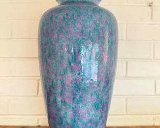 54 GlazedBluePlumFloorVase