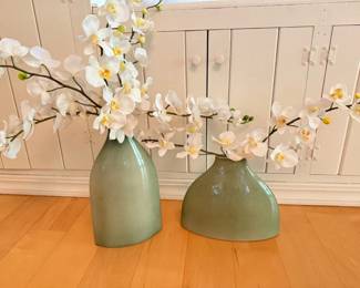 35 WorldMarketGreenCrackleCeramicVases