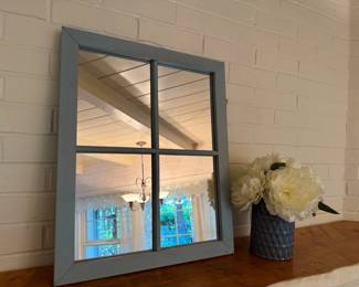 107 MonarchBlueWindowPaneMirrorFlowerDecorVase