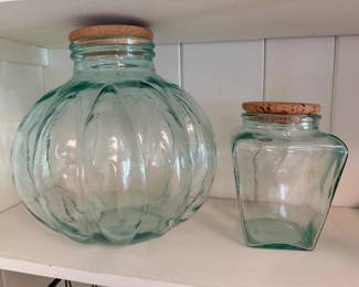 45 GreenApothecaryGlassJarswCorkLids