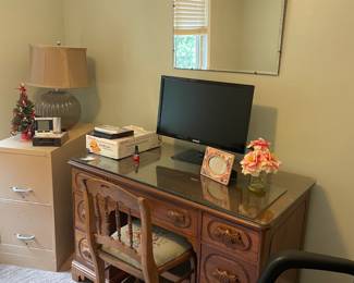 Carved wood desk $200 (pictured again)