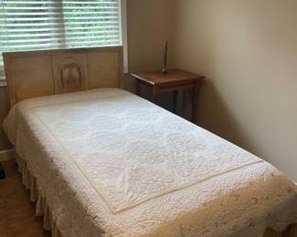 Antique twin bed room set with dresser , Whole set $250 , One twin bed with mattress. One twin bed frame with headboard , footboard and rails (no mattress) and Dresser
