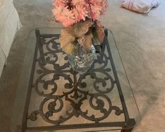 Glass top table 27" x 36", $125