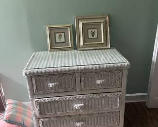 Wicker chest of drawers $90