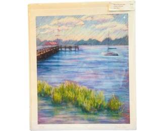 Giclee Based On Original Pastel By Darien Artist Britt Baer - Entitled Pier At Noroton Bay