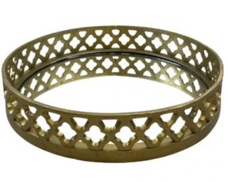 Reticulated Trellis Pattern Gallery Tray With Mirrored Base