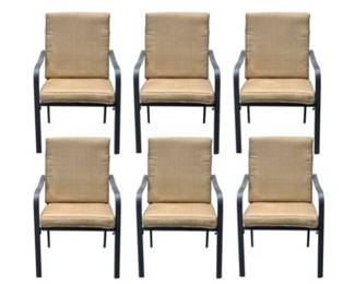 Set Of Six Tan Crossman Outdoor Chairs/cushions