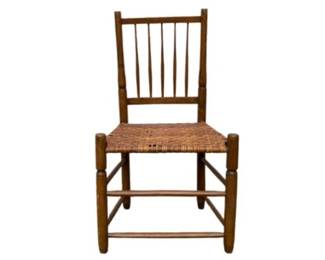 Vintage Spool Back Chair With Woven Split Reed Seat