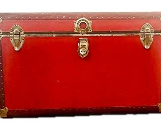 Vintage Large Red Rustic Storage Trunk