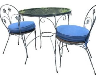 Wrought Iron Bistro Set - Table And 2 Chairs