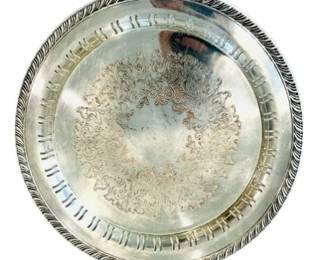 Silver Plate Serving Tray With Reticulated Border - Signed William Rogers