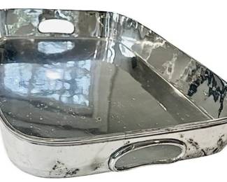Silver Plate Gallery Tray With Inset Handles - Perfect For Bar