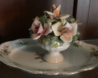 Vintage italian porcelain Capodimonte Pink flowers