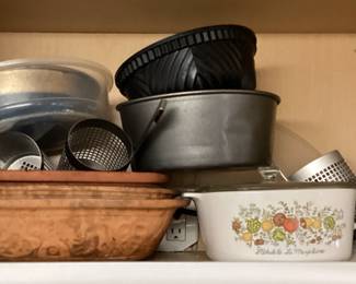 Assorted Pans, Corningware and Baskets
