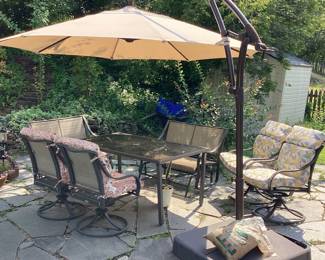 Patio Set table seating for 8 and umbrella