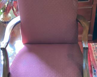 Purple straight back arm chair