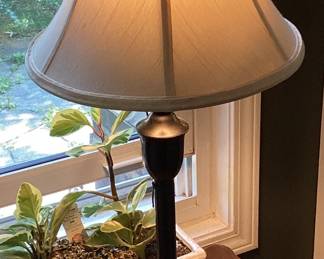 Lamp brass bass ivory shade