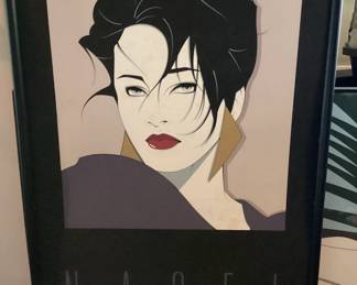 Wall Art Art Deco style of Lady short black hair by Patrick Nagel