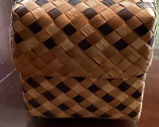 Vintage hand woven trinket storage basket