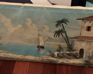 Wall Art Tropical Scene Sailboat on the water with palm trees