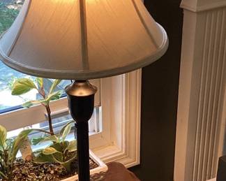 Lamp brass base with ivory shade