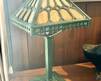 Slag Glass Arts and Crafts Lamp