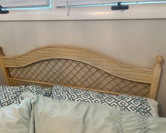 Vintage Henry Link Wicker Queen Bed Complete