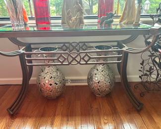 Iron and Glass Console Table - Matching End Tables Too