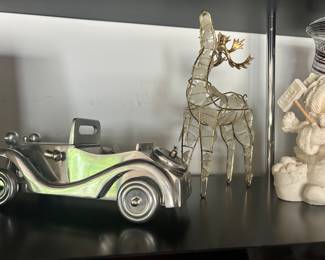 Metal Car, Beach Glass Reindeer