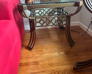 Pair of Iron and Glass End Tables
