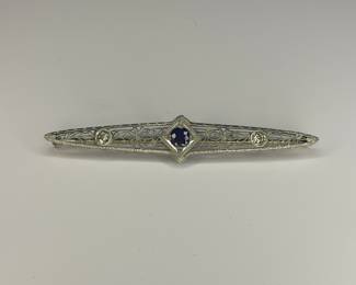 14k white gold & diamond brooch