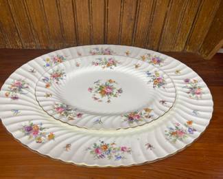 Minton Marlow Bone China platters floral gold trim