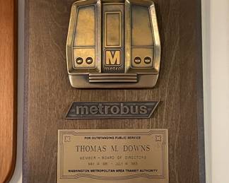 DC Metrobus brass wood plaque