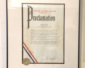 Proclamation signed Mayor of DC Marion Barry Jr, 1988