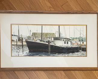 Framed watercolor Cutty Sark