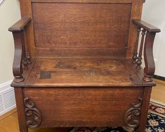 Antique oak monks bench
