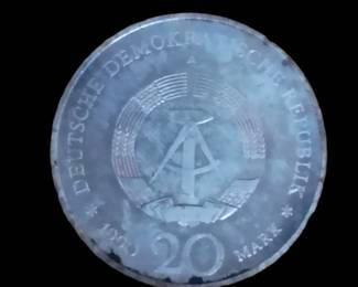 20 German Mark commemorating the opening of the Brandenburg Gate 12/22/89