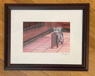 Framed bicycle photo signed Kevin Murphy
