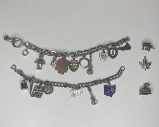 Vintage charm bracelets includes sterling silver