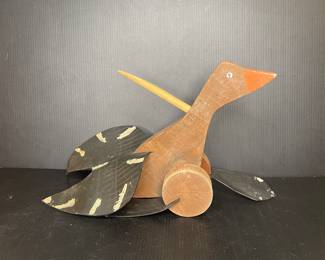 Vtg wood pull duck