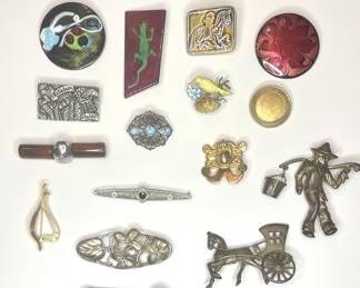 Vintage to modern brooches includes Mexico & Sterling silver