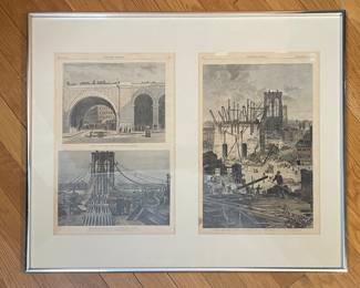 Framed Harper’s Weekly clippings dated 1877