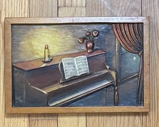 Vintage wood carving piano