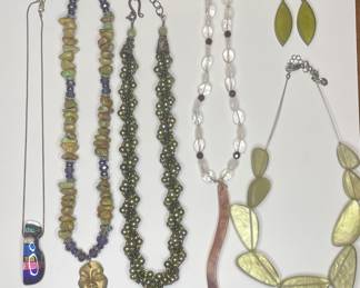 Art glass & stone necklaces